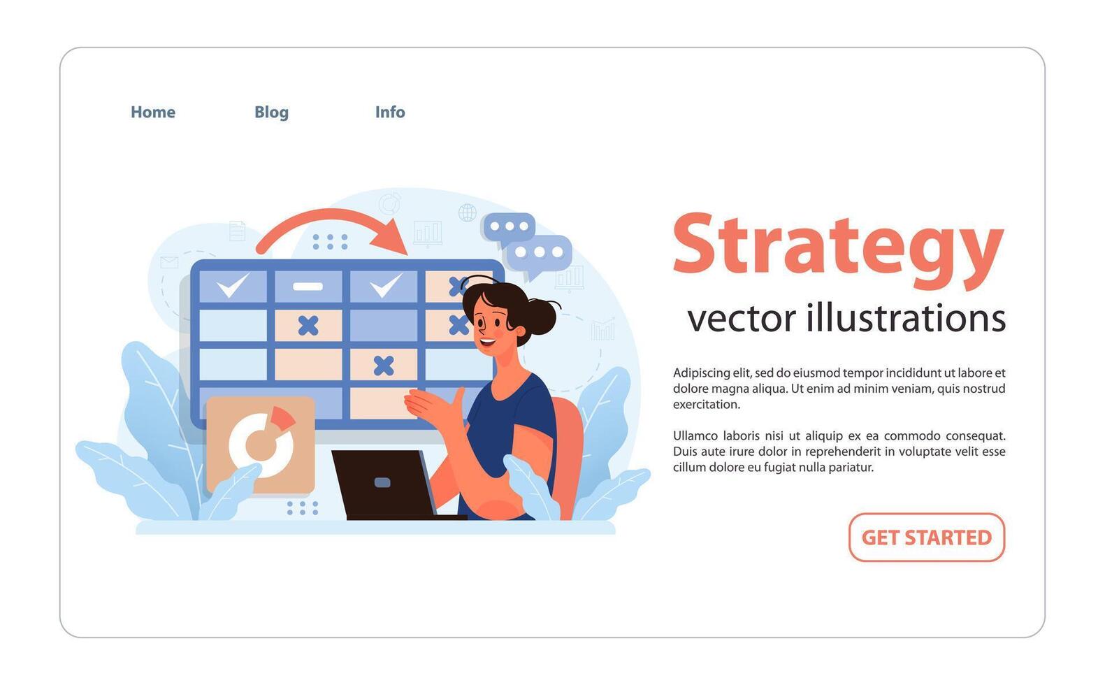 Strategy in action. Flat illustration vector