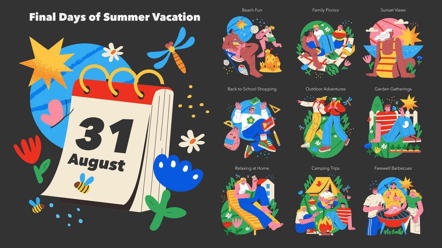 Final Days Summer Vacation. Flat Illustration vector