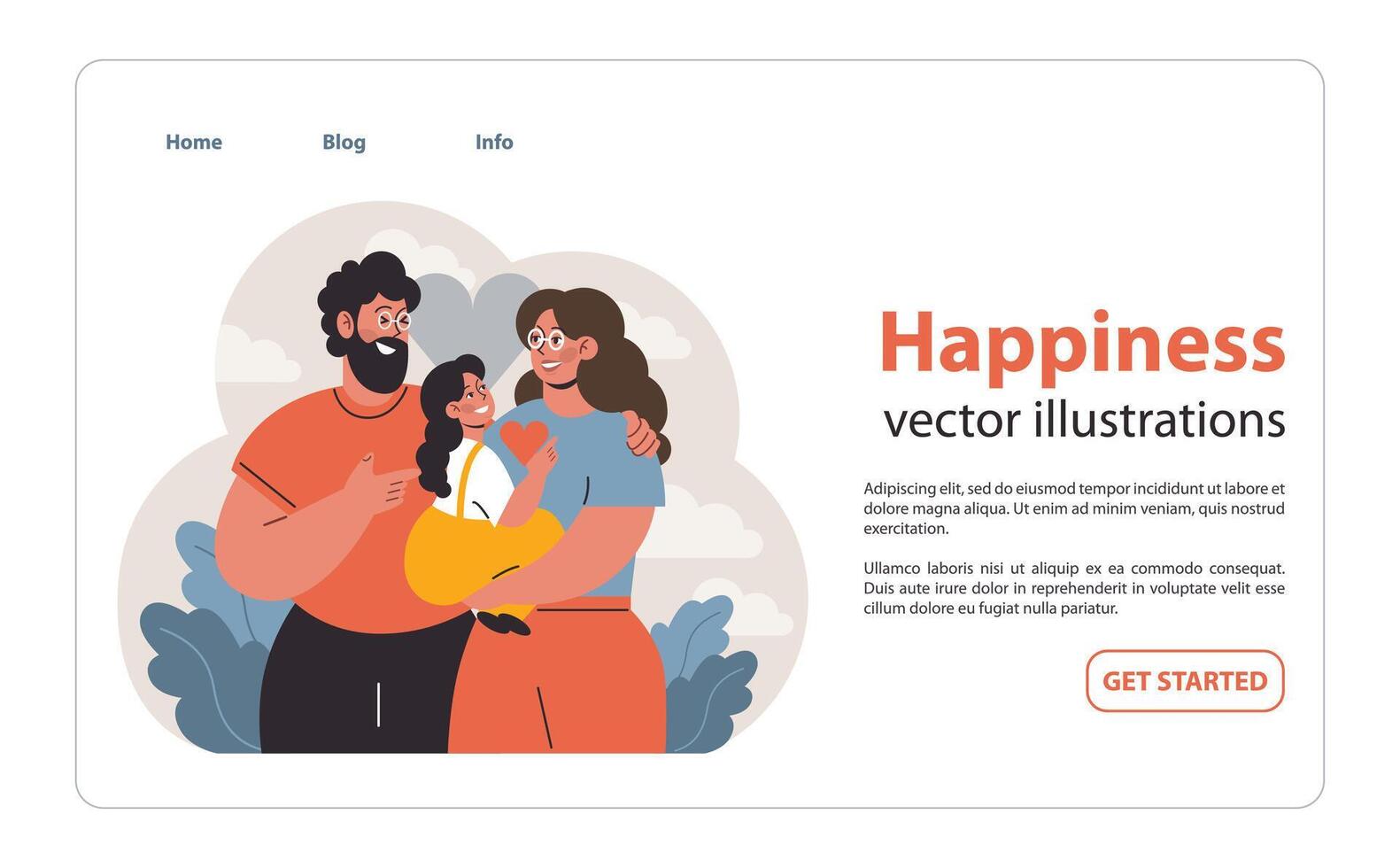 Joyful family moment. Flat illustration vector