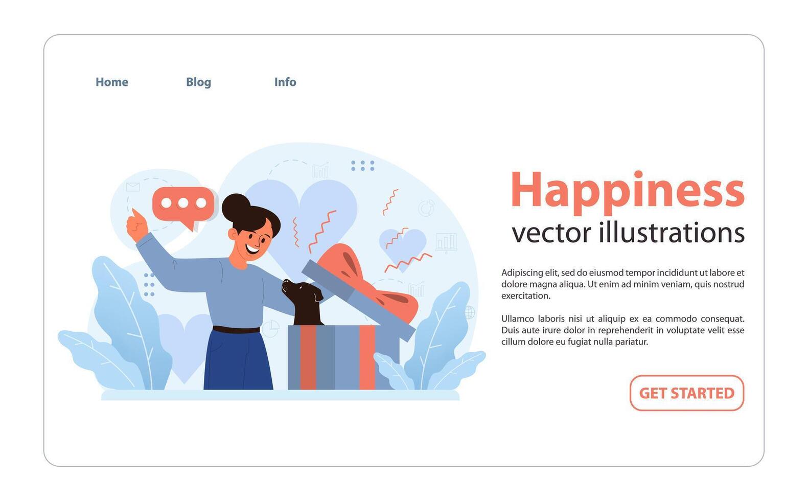 Woman thrilled by surprise gift. Flat illustration vector
