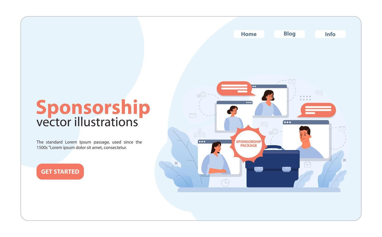 Team collaborates on virtual meetings. Flat illustration vector