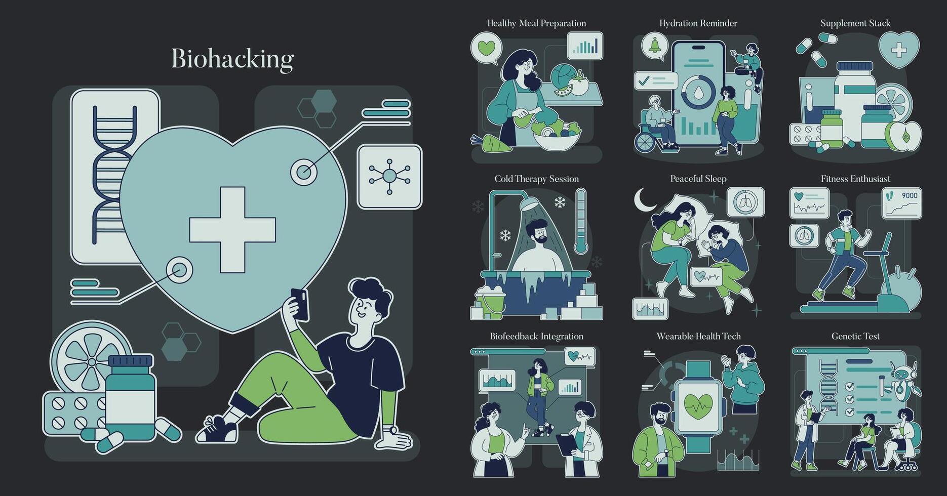 Biohacking. Flat Illustration vector