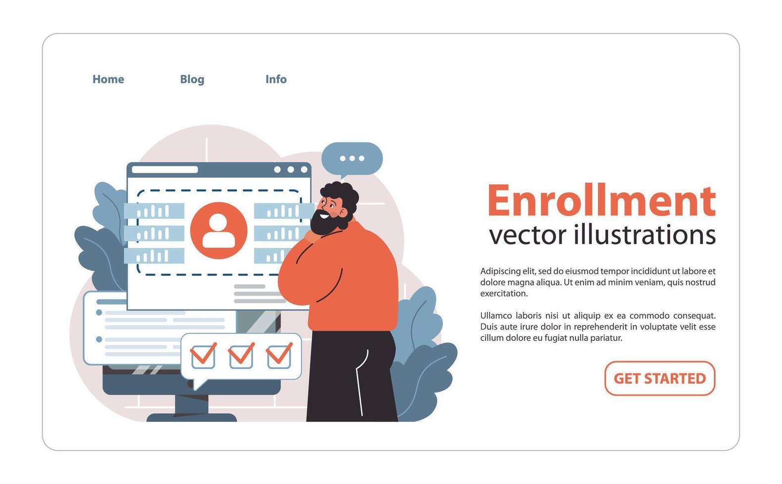 Enrollment process concept. Flat illustration vector