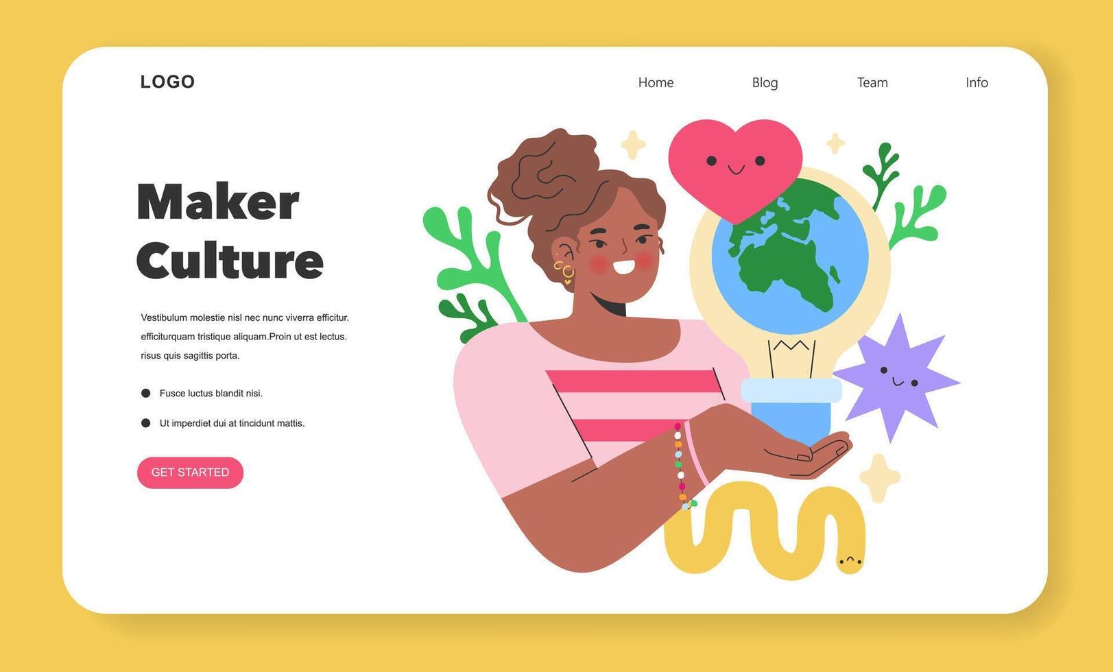 Maker Culture concept A joyful creator embodies the spirit of DIY, holding the world where innovation and love for crafting merge A celebration of creativity illustration vector