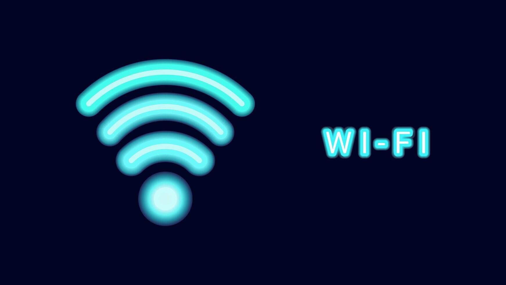 WiFi symbols neon effect dark background. Waves Wi Fi signal icon. Internet connection modern technology. Design web page billboard banner. illustration. vector