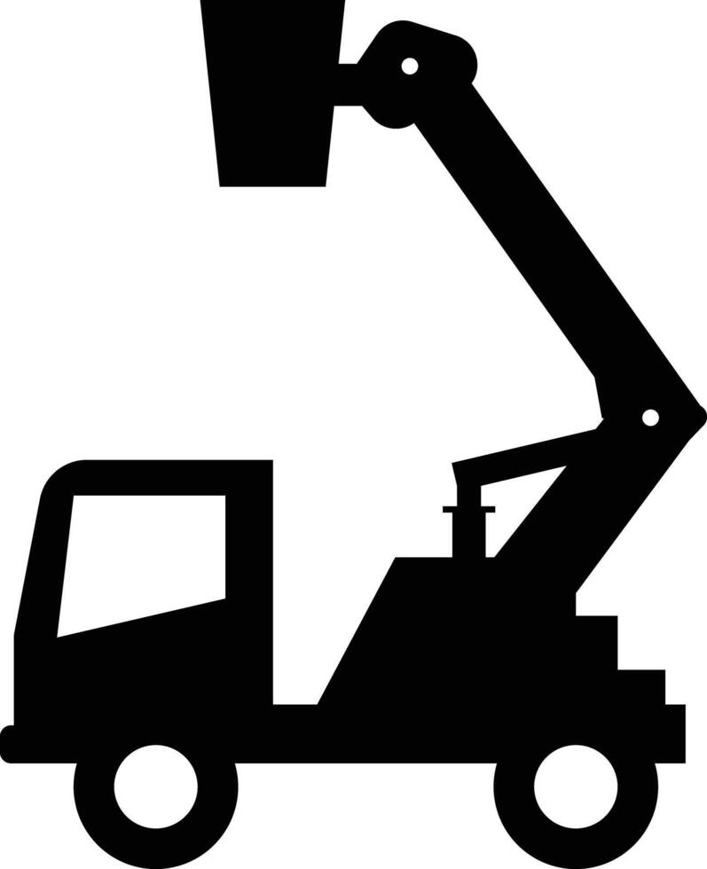 Cherry picker truck icon. Crane basket sign. Crane truck with basket symbol. Bucket truck logo. flat style. vector