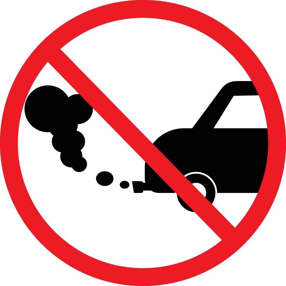 No Exhaust Gases sign. Forbidden air purity symbol. prohibition of exhaust gases in the parking. Cars and traffic CO2. flat style. vector