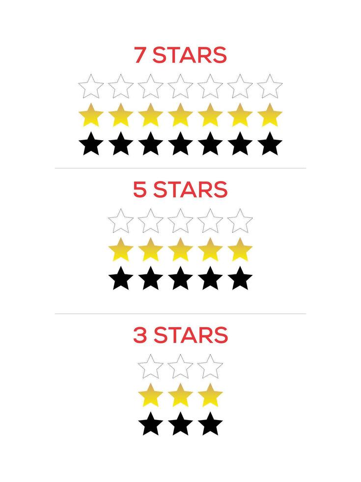 7 stars 5 stars 3 stars icons vector