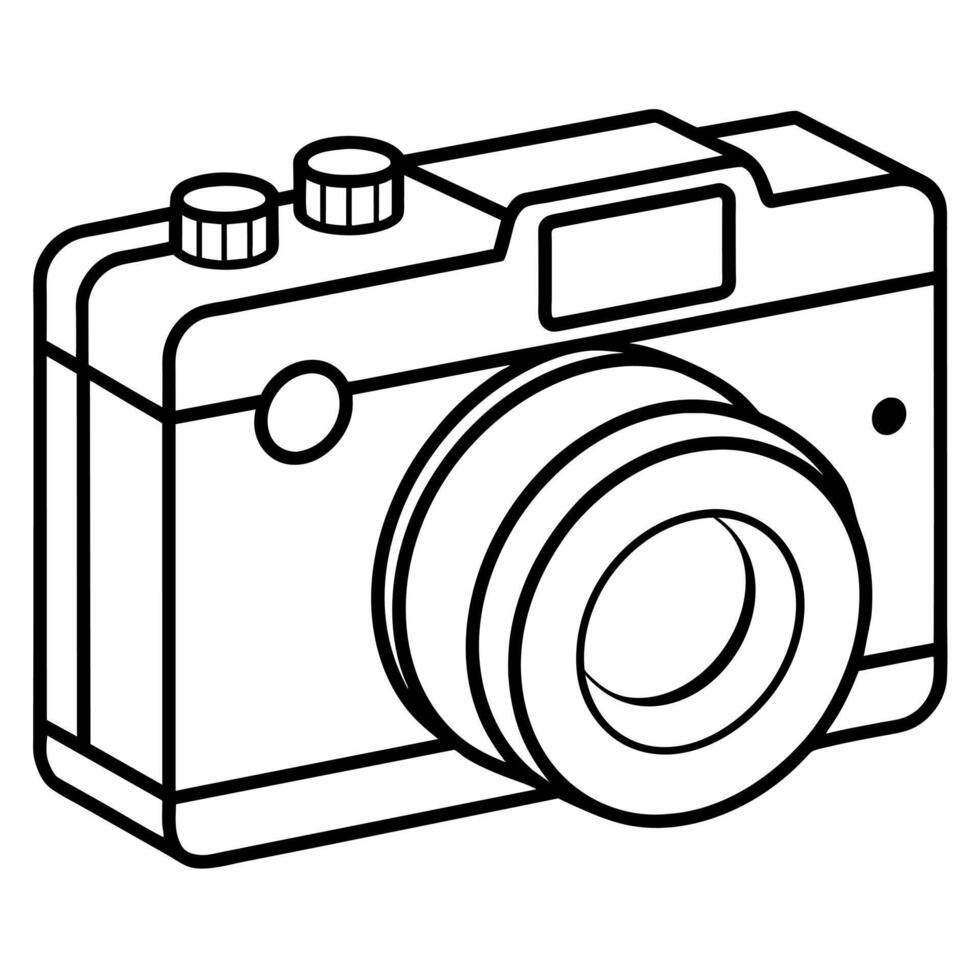 camera outline coloring book page line art illustration digital drawing vector