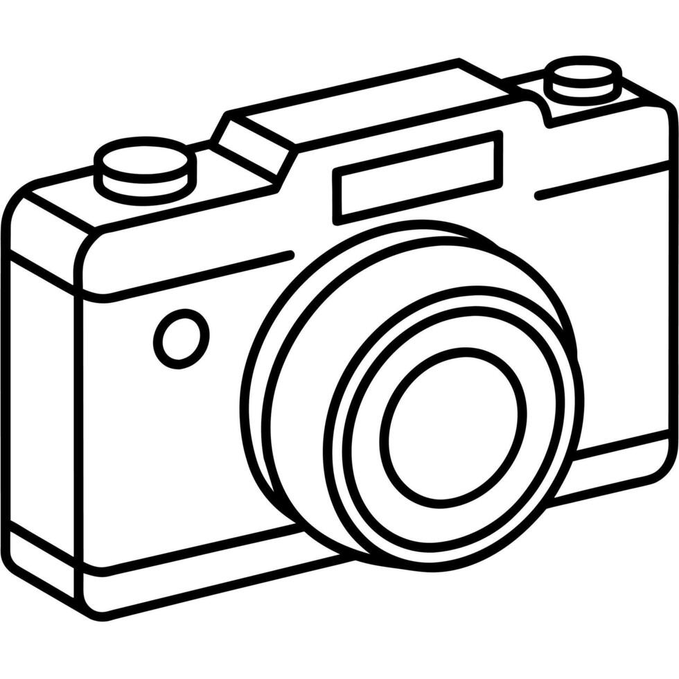 camera outline coloring book page line art illustration digital drawing vector