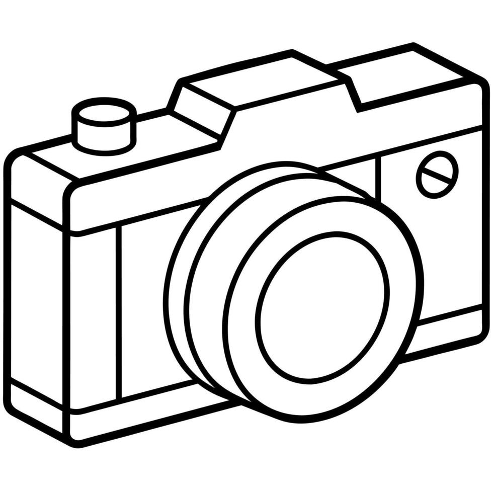 camera outline coloring book page line art illustration digital drawing vector