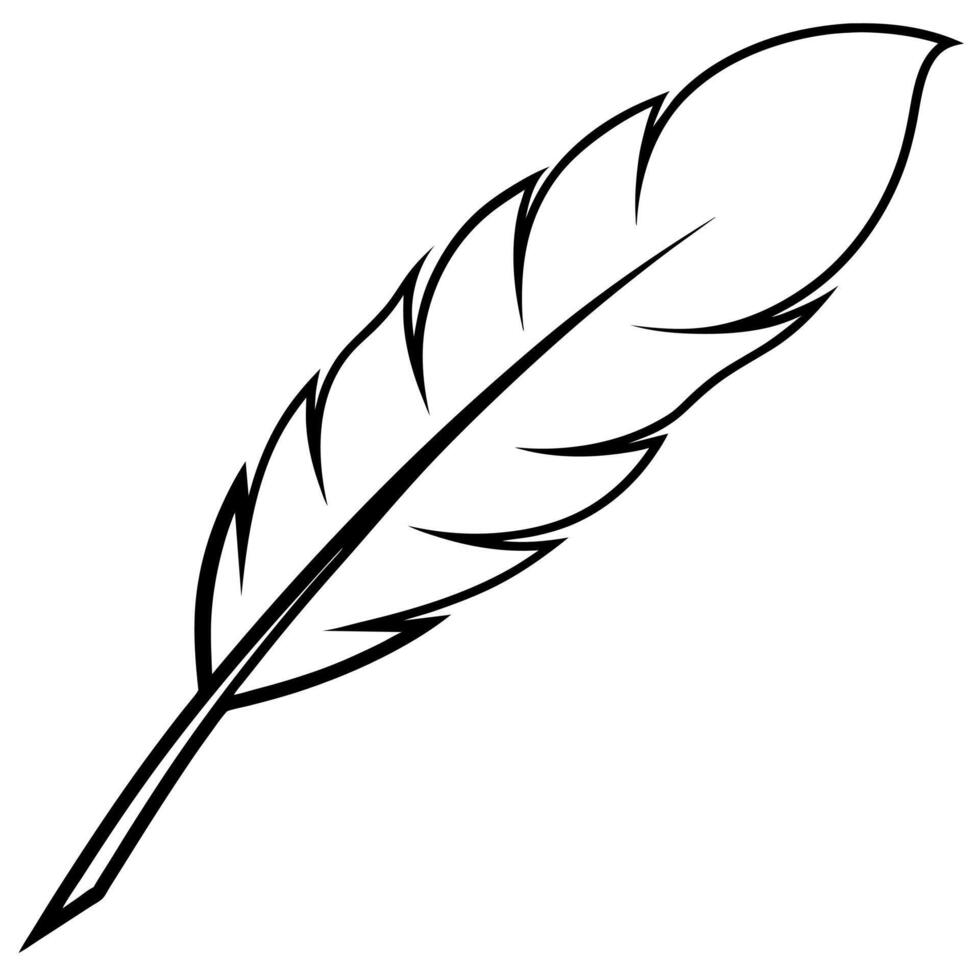 feather outline coloring book page line art illustration digital drawing vector