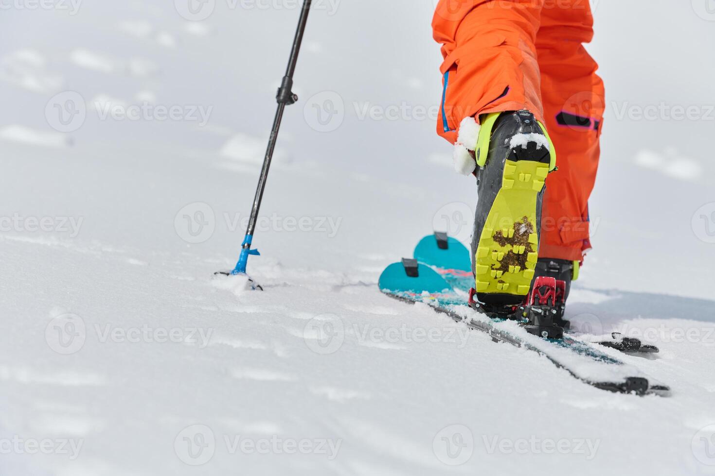 Close-Up of Ski Gear Ready for a Challenging Ascent photo