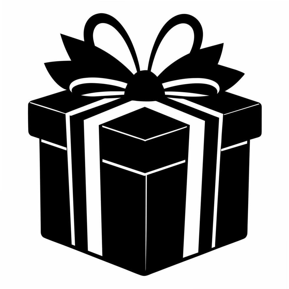 gift box black silhouette art illustration vector