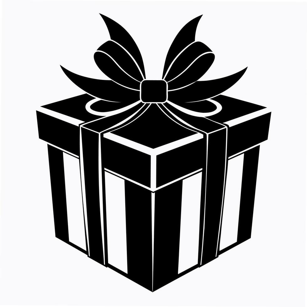 gift box black silhouette art illustration vector