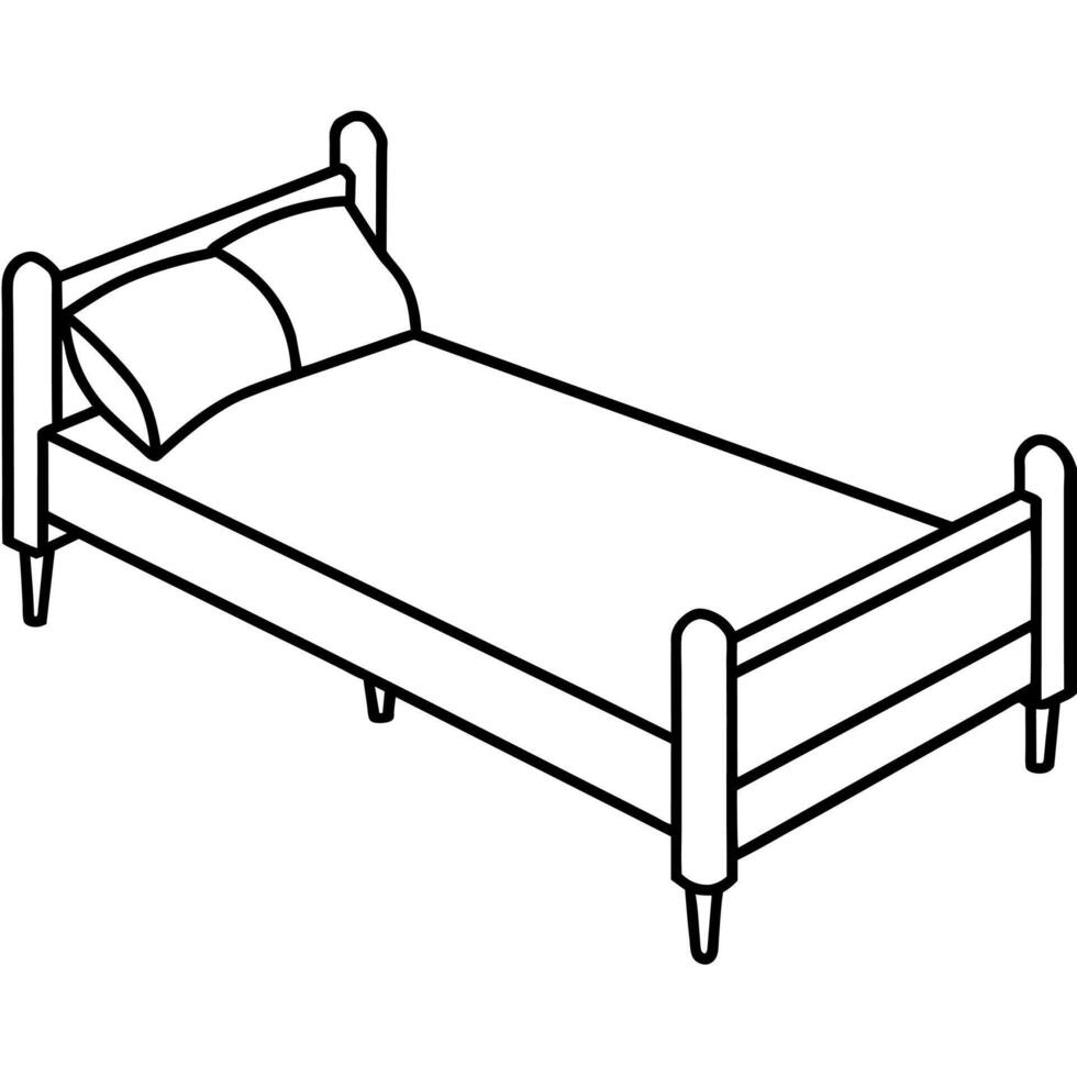 Bed outline coloring book page line art illustration digital drawing vector