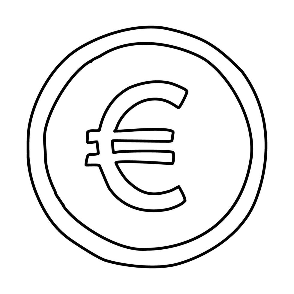 euro hand draw icon on white background. vector