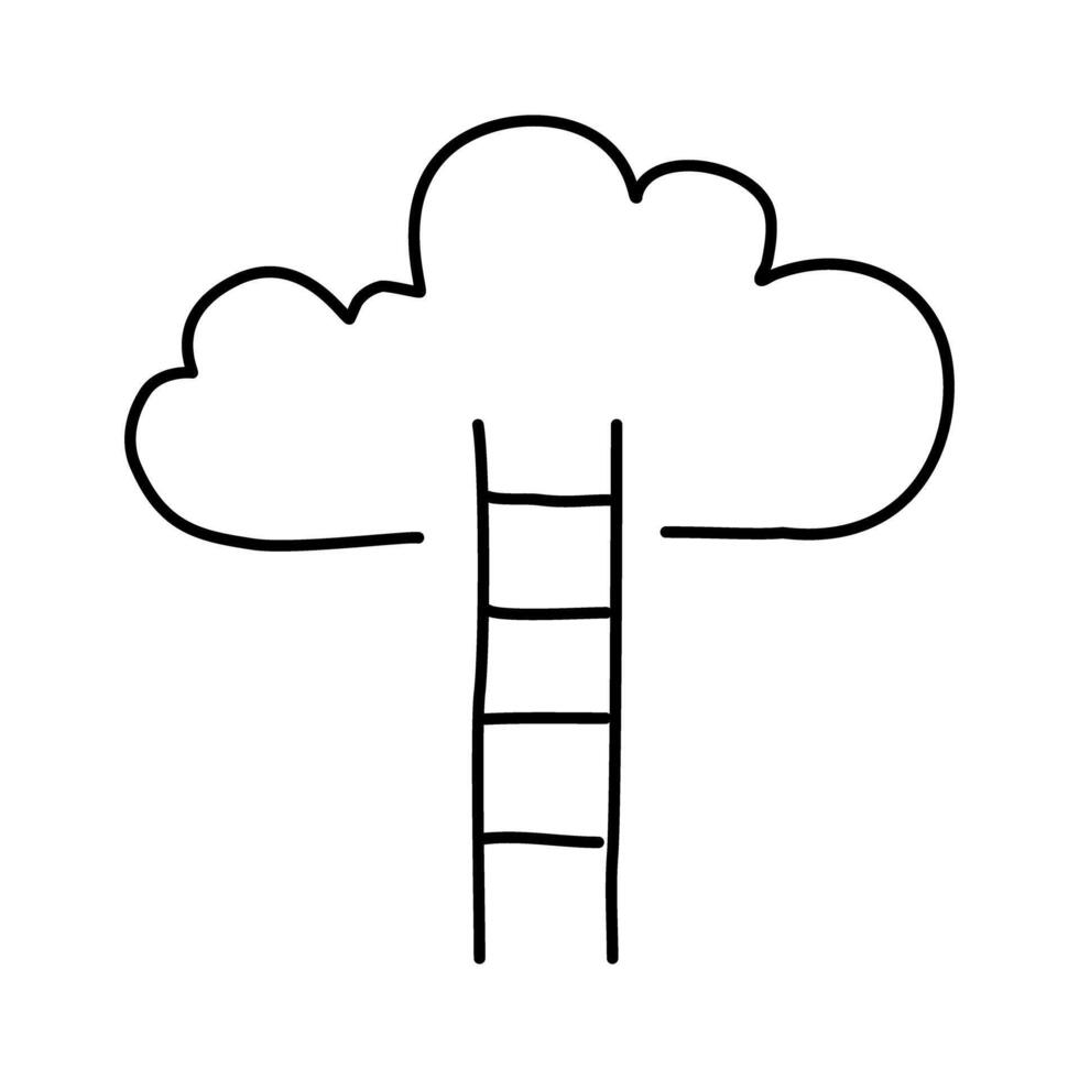 cloud with ladder icon on white background. vector