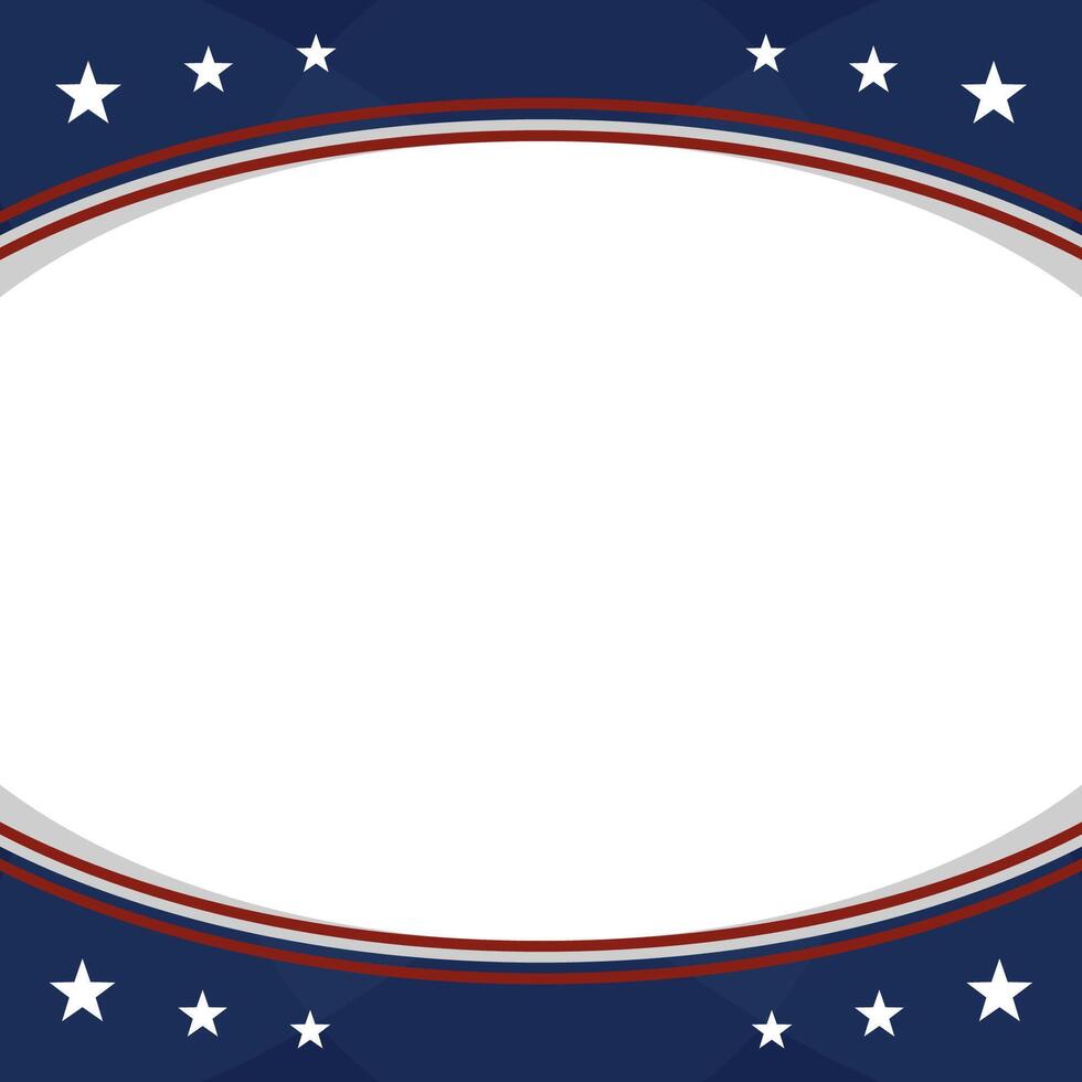 American flag square template background with empty space vector