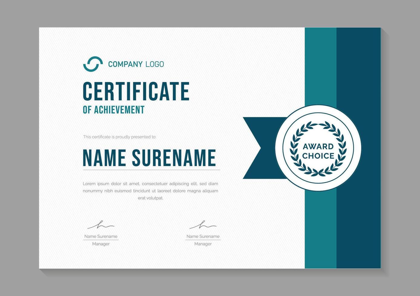 modern blue certificate design template. certificate of appreciation with gold badge vector