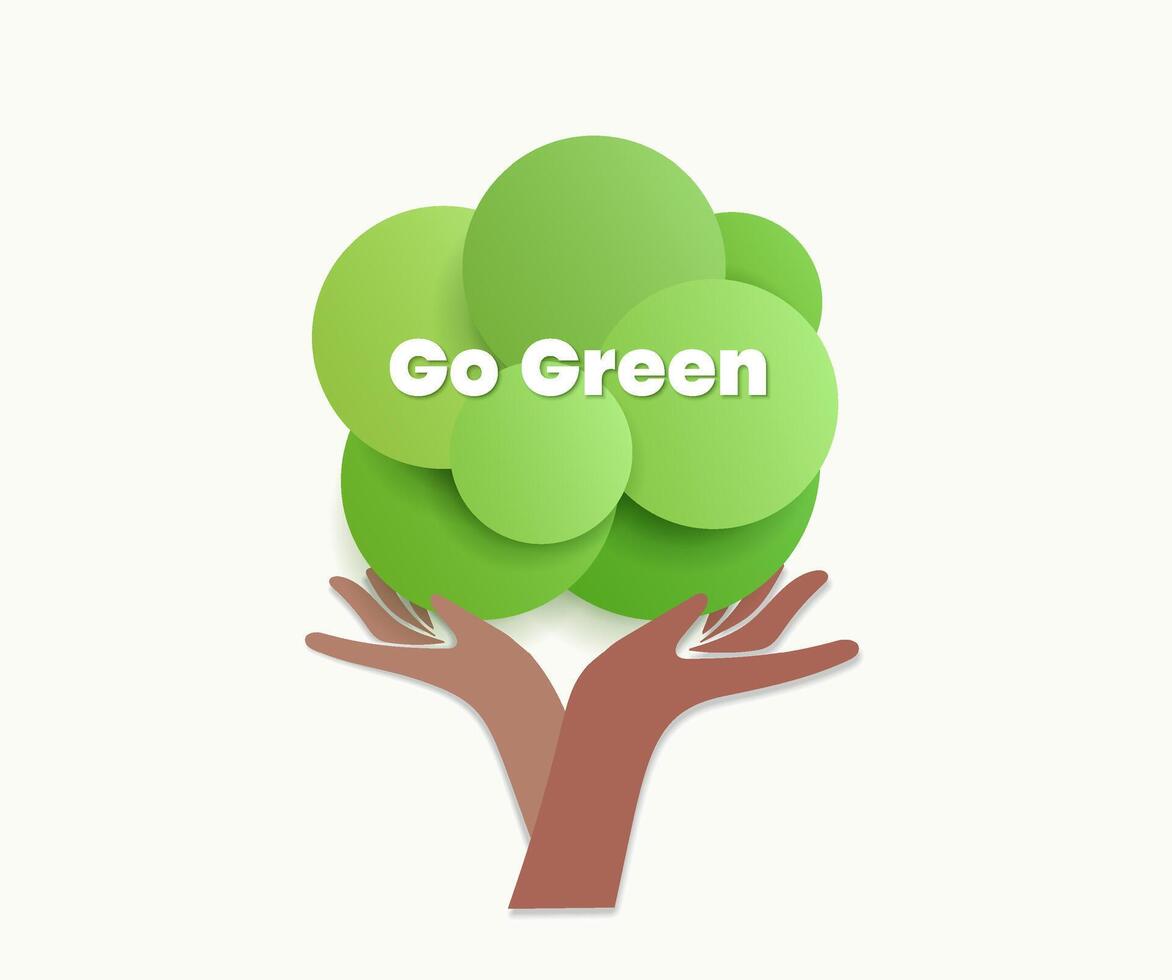 Nature concept with green leaves and the text Go Green. vector