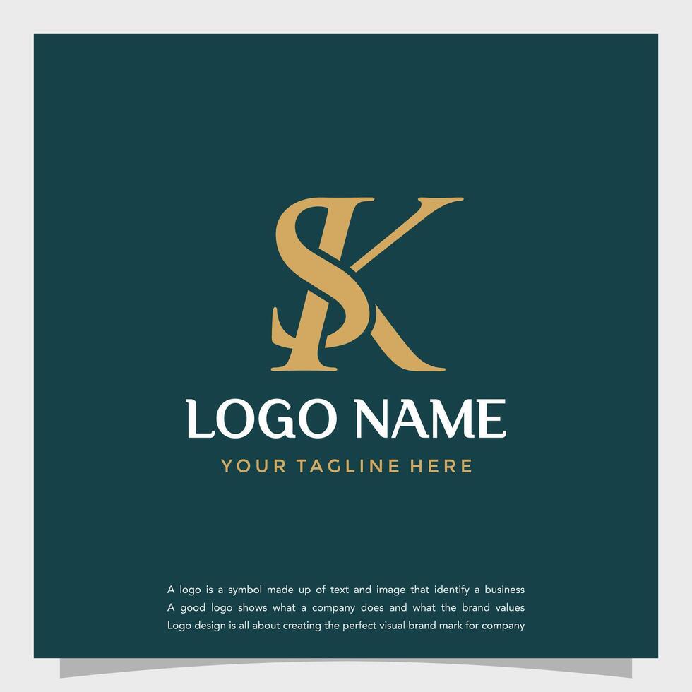 Simple logotype abstract logo initial SK or KS monogram template vector