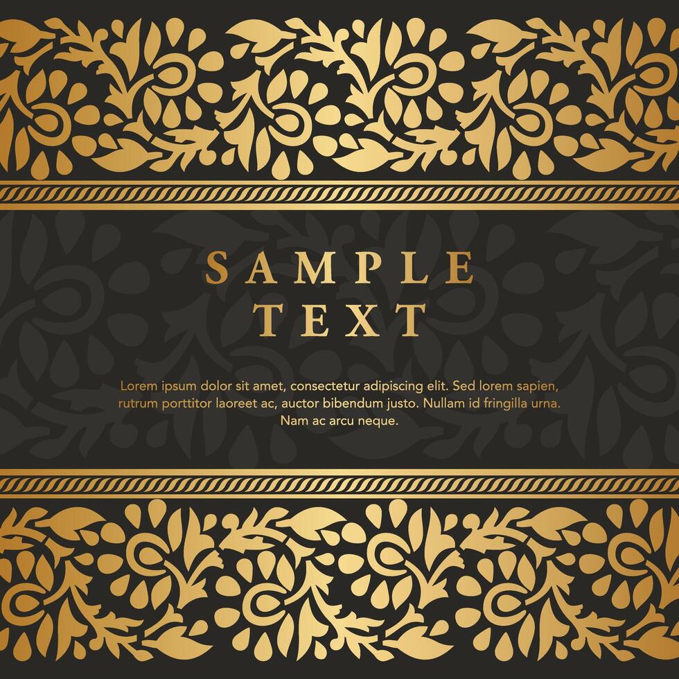 Retro Vintage gold floral Javanese Ornamental pattern elements and embellishments for frame invitation greeting card design vector