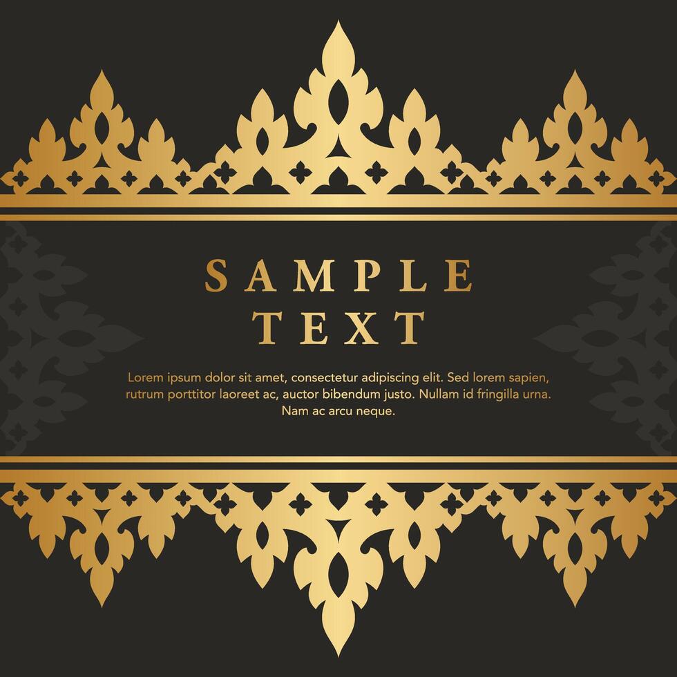 Retro Vintage gold floral Javanese Ornamental pattern elements and embellishments for frame invitation greeting card design vector