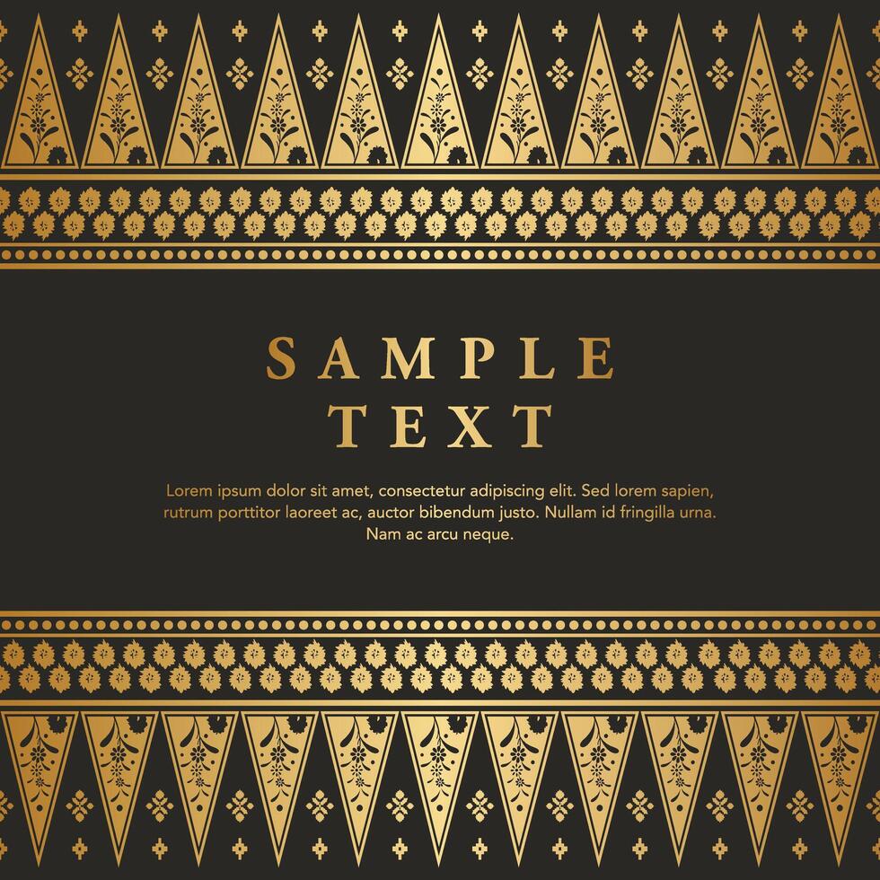 Luxury gold floral Javanese Batik Songket pattern frame border invitation greeting card design vector