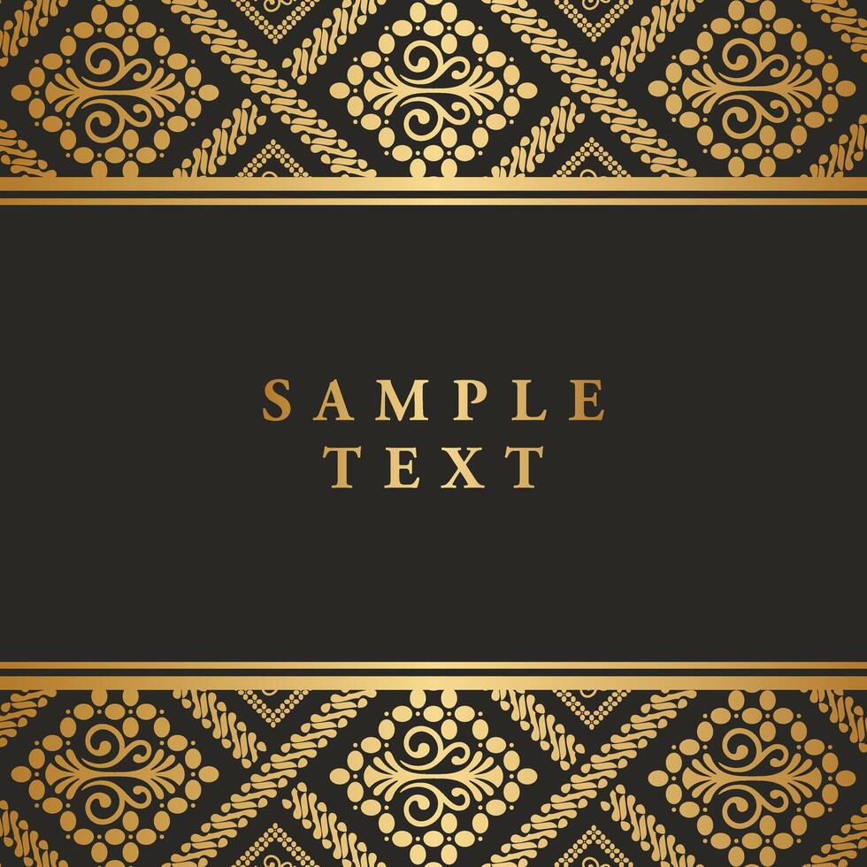 Luxury gold floral Javanese Batik pattern frame border invitation greeting card design vector