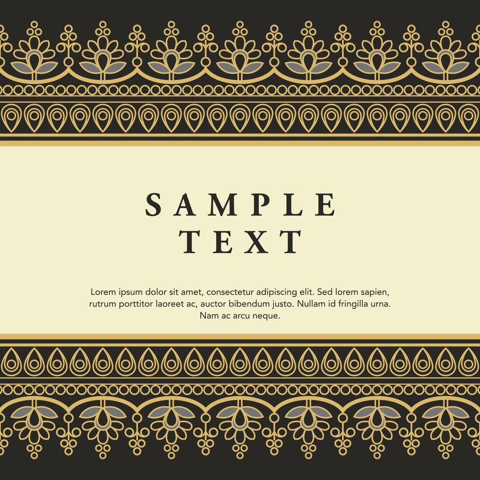 Retro Vintage gold floral Javanese Ornamental pattern elements and embellishments for frame invitation greeting card design vector