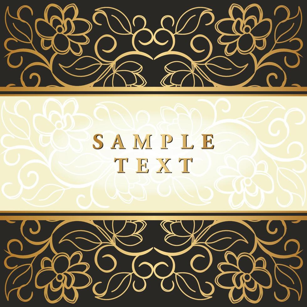 Retro Vintage gold floral Javanese Ornamental pattern elements and embellishments for frame invitation greeting card design vector