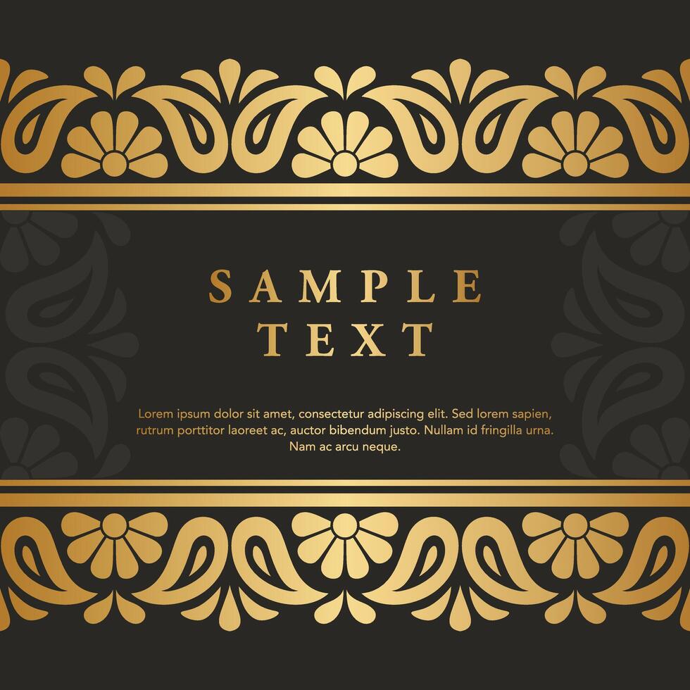 Retro Vintage gold floral Javanese Ornamental pattern elements and embellishments for frame invitation greeting card design vector