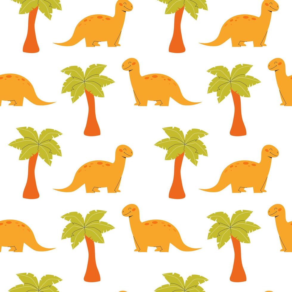 Childrens animals background. Cute cartoon dinosaurs seamless pattern on a light background vector