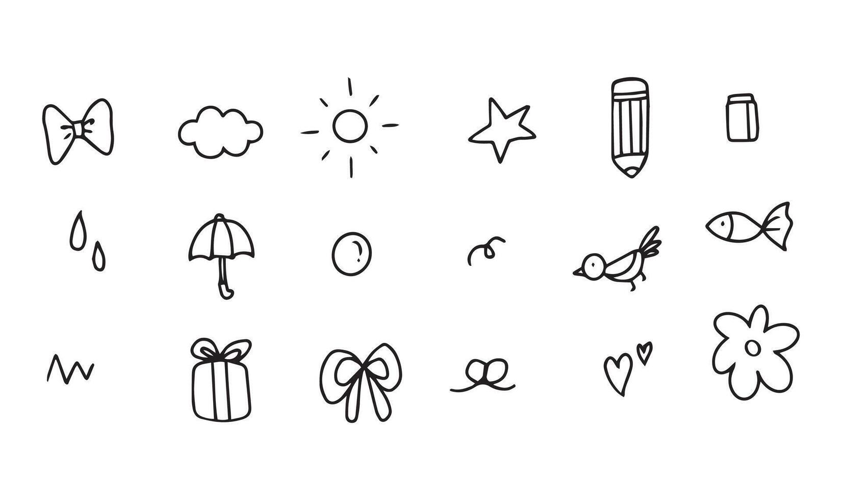 Doodle hand drawn with cute staff. Element of flower, star, sparkle, abstract and nature for illustration vector