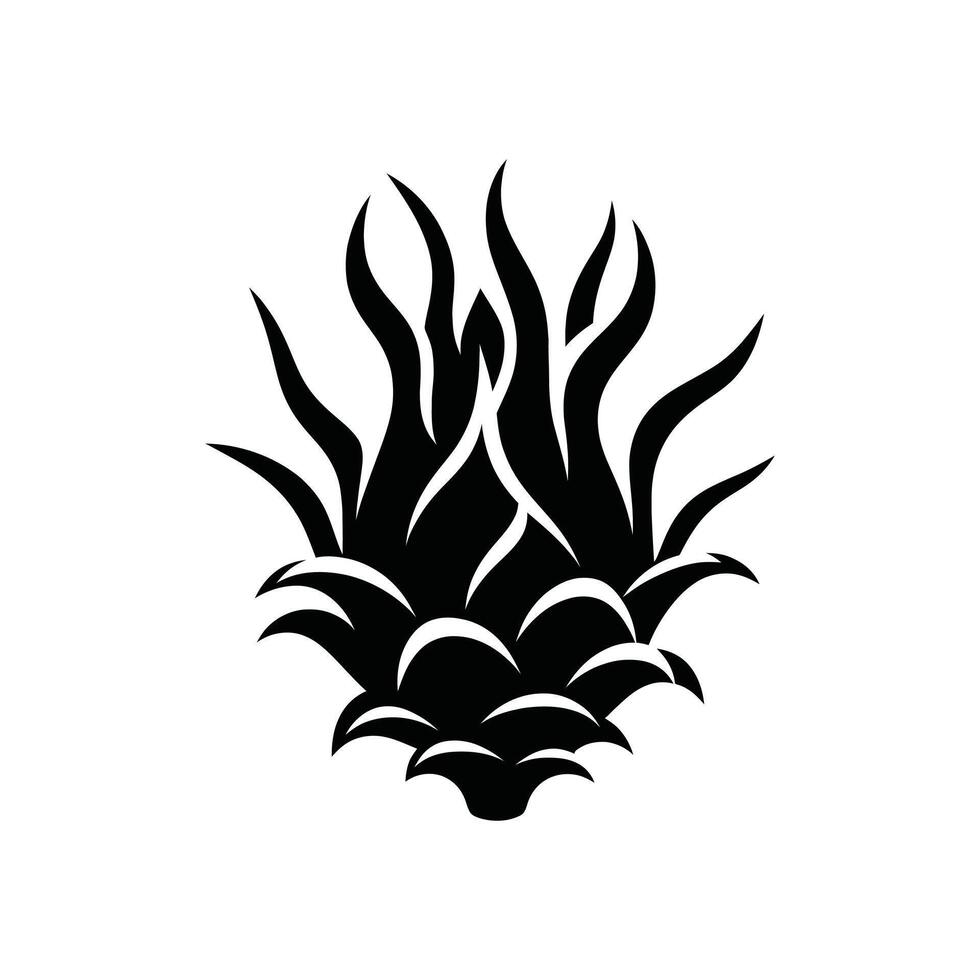 Black and White Dragonfruit Silhouette - Artistic Tropical Fruit Design vector