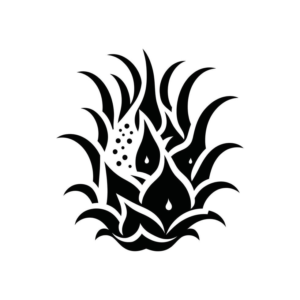 Black and White Dragonfruit Silhouette - Artistic Tropical Fruit Design vector