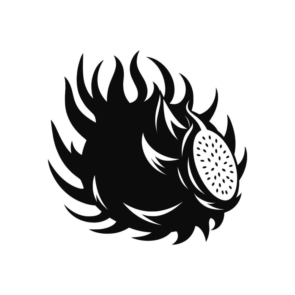 Stylized Dragonfruit Illustration - Unique Monochrome Silhouette Art vector
