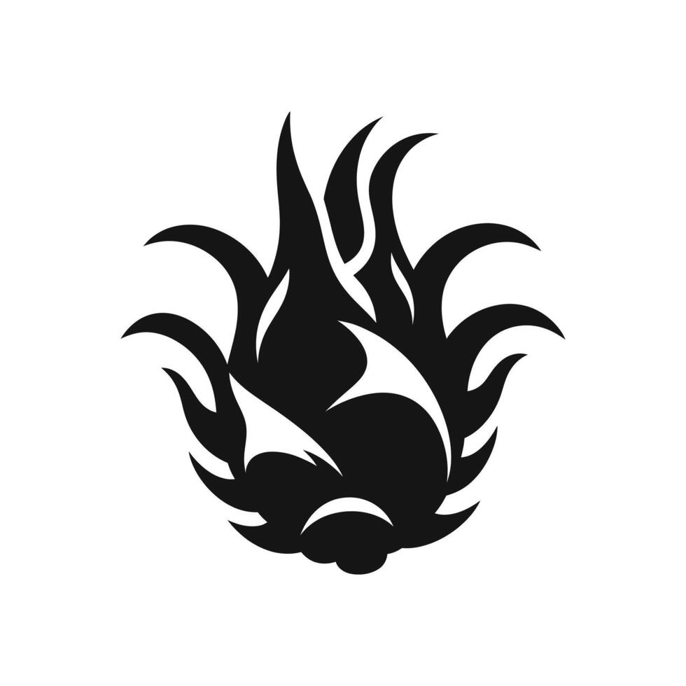 Abstract Dragonfruit Design - High-Quality Black and White Silhouette Art vector