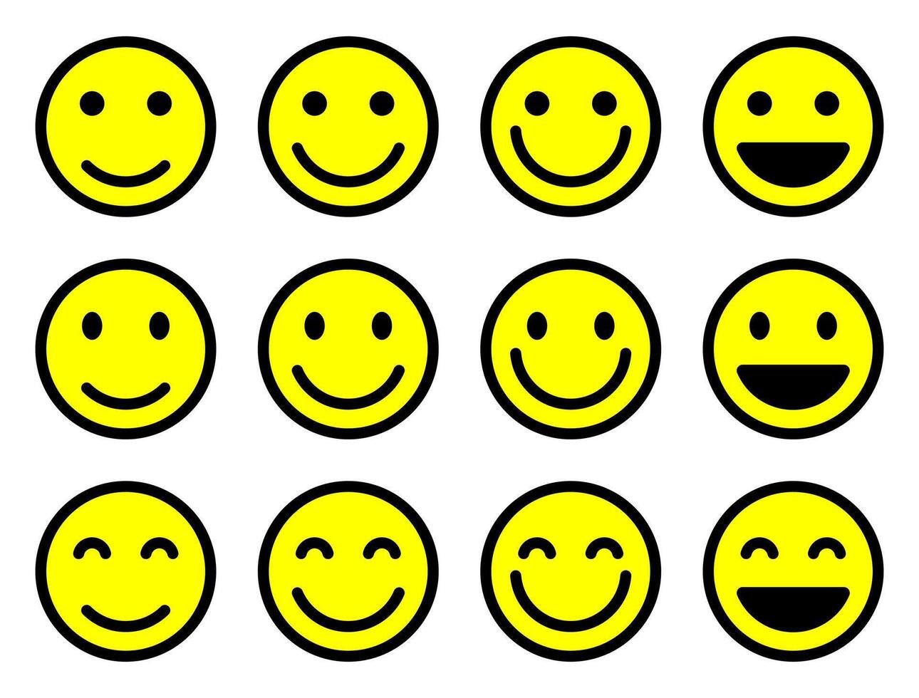 Smile face emoji icon set collection. Happy facial emoticon concept vector