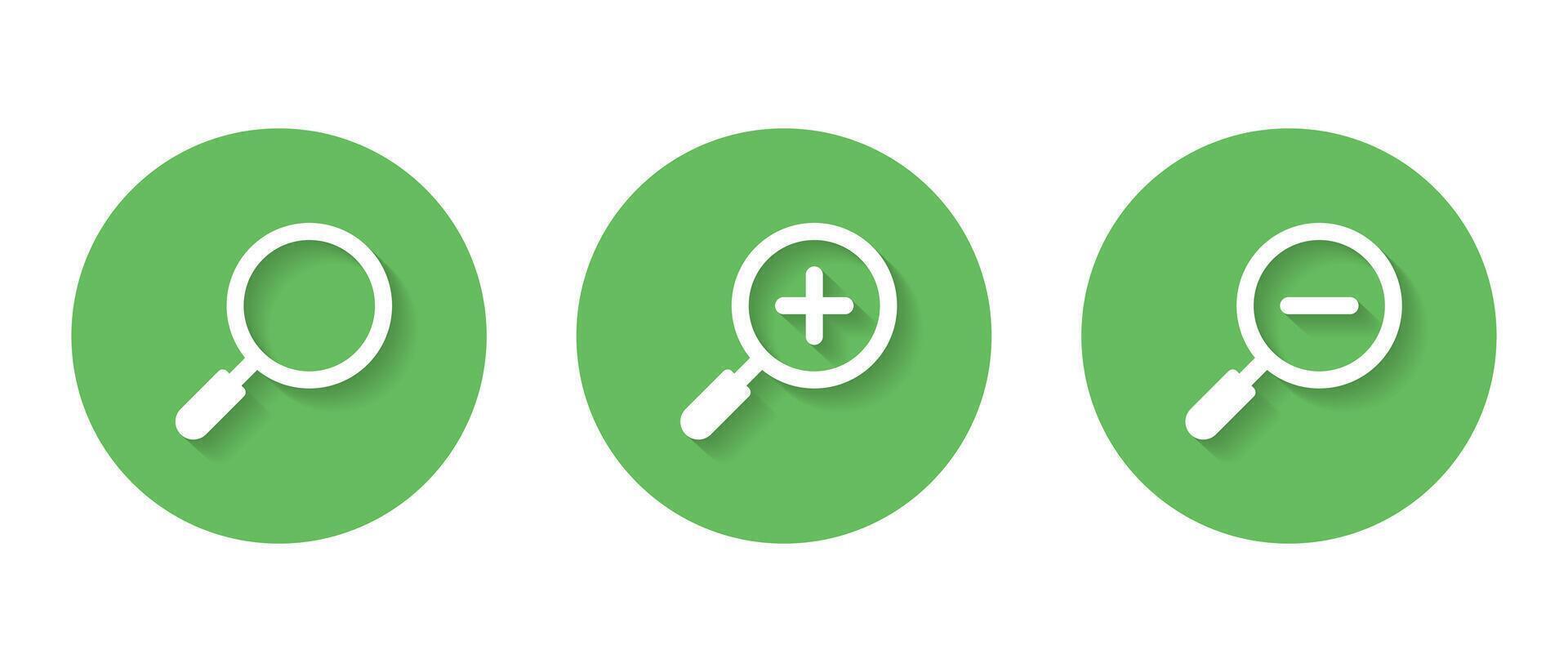 Magnifying glass and zoom icon with shadow. Magnifier, search concept vector