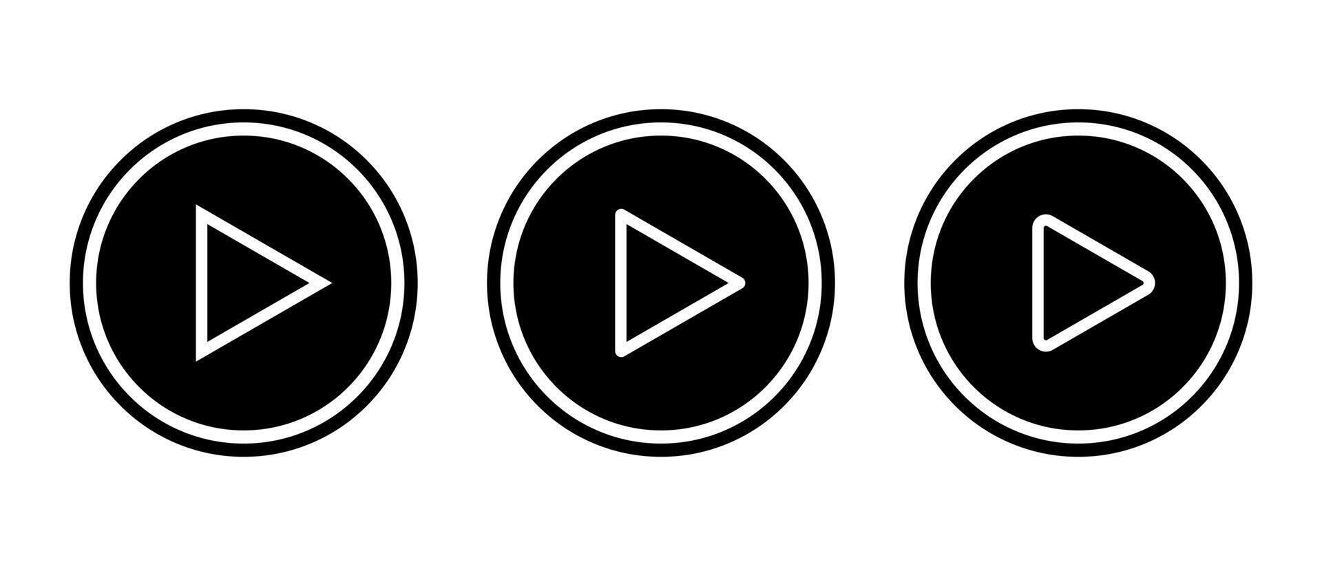 Play line button icon set in generic style. player logo vector