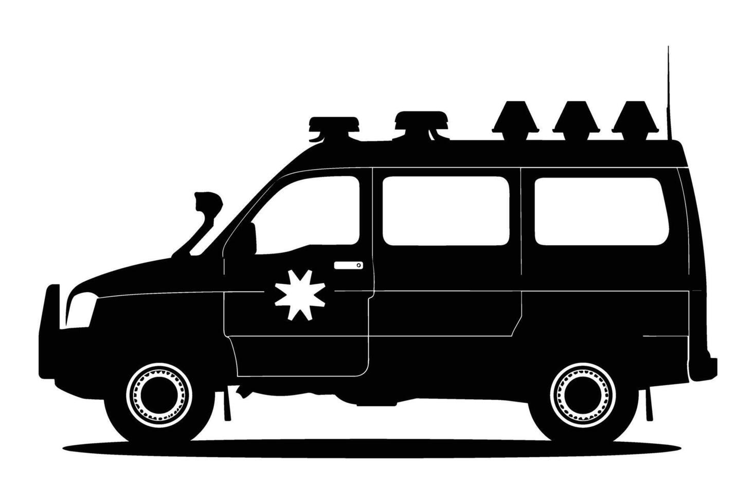 Emergency vehicle silhouette vector