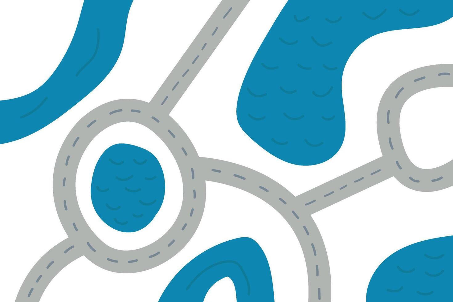 Empty map with roads and rivers top view on white background. scheme road map vector