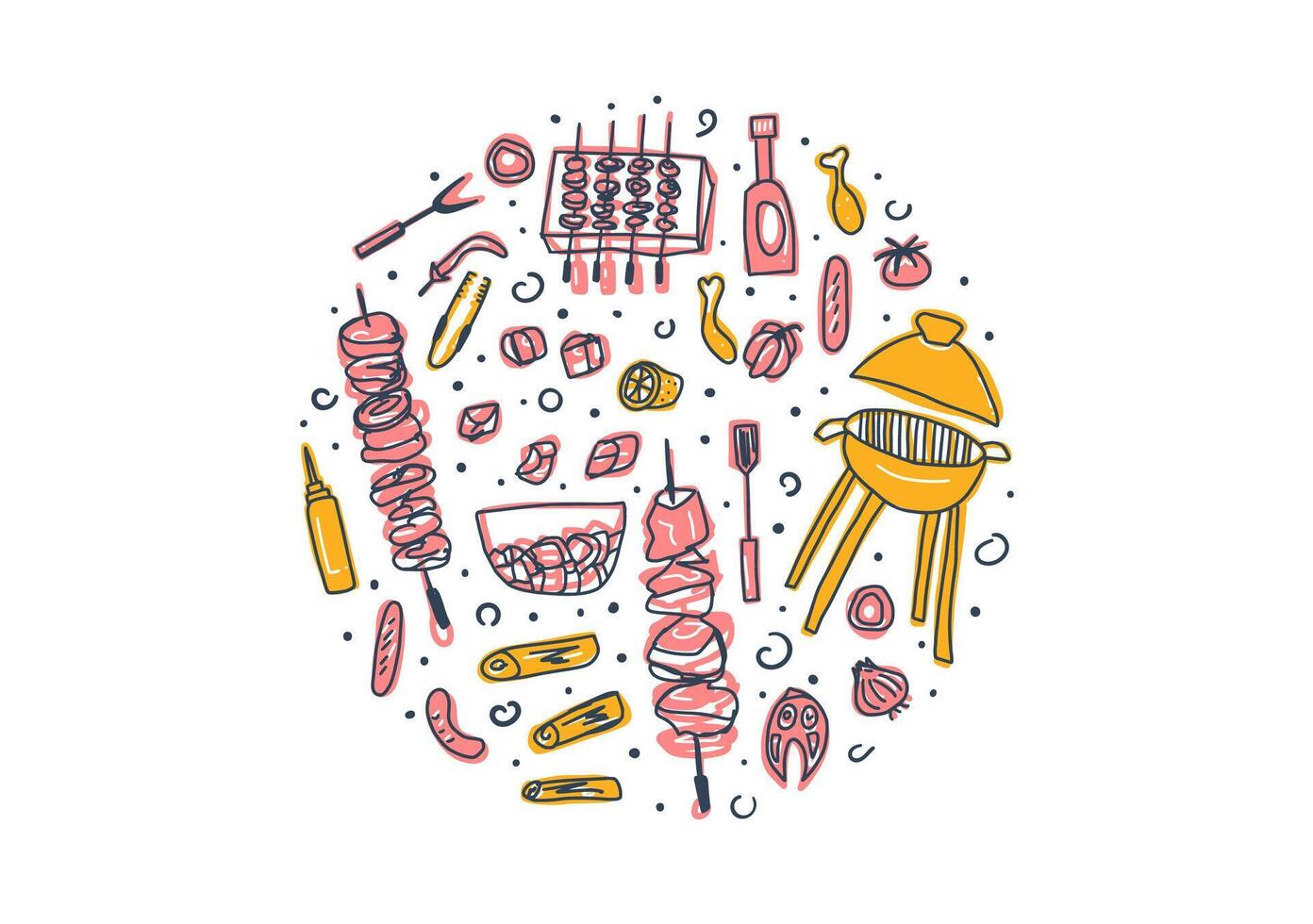 Barbecue emblem with text. design isolated. vector