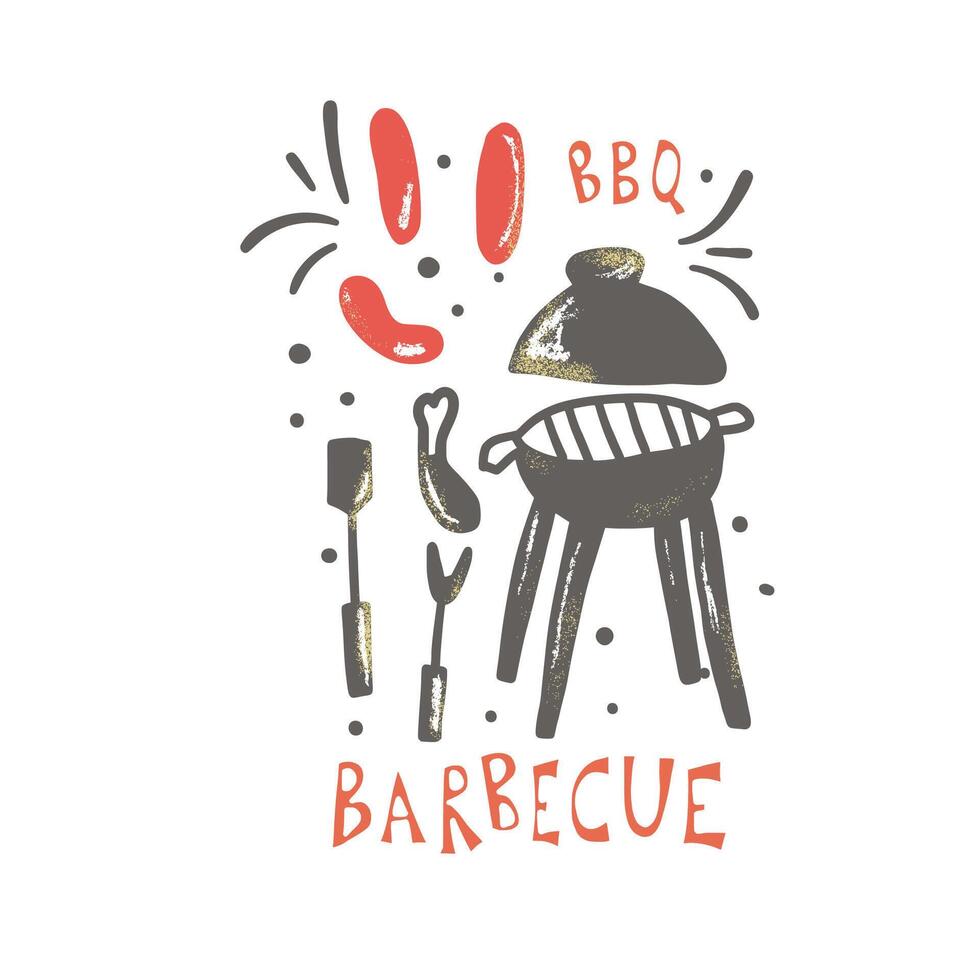 Barbecue emblem with text. design isolated. vector