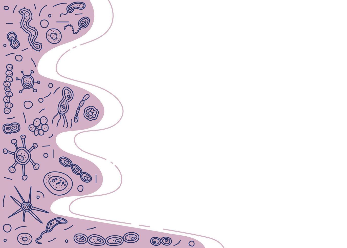 Bacteria cells set. signs in doodle style. vector