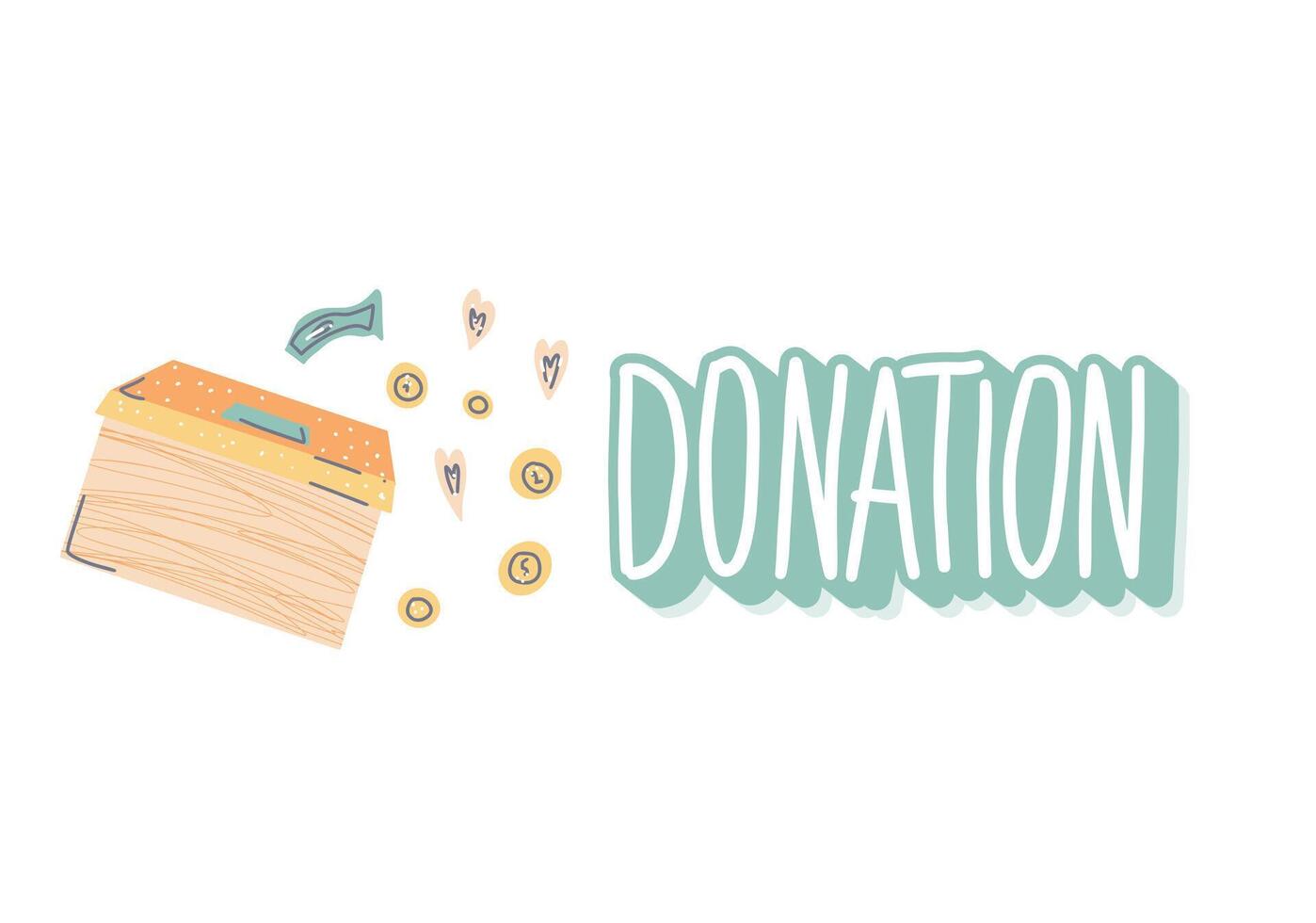 donation box with lettering and decor. vector