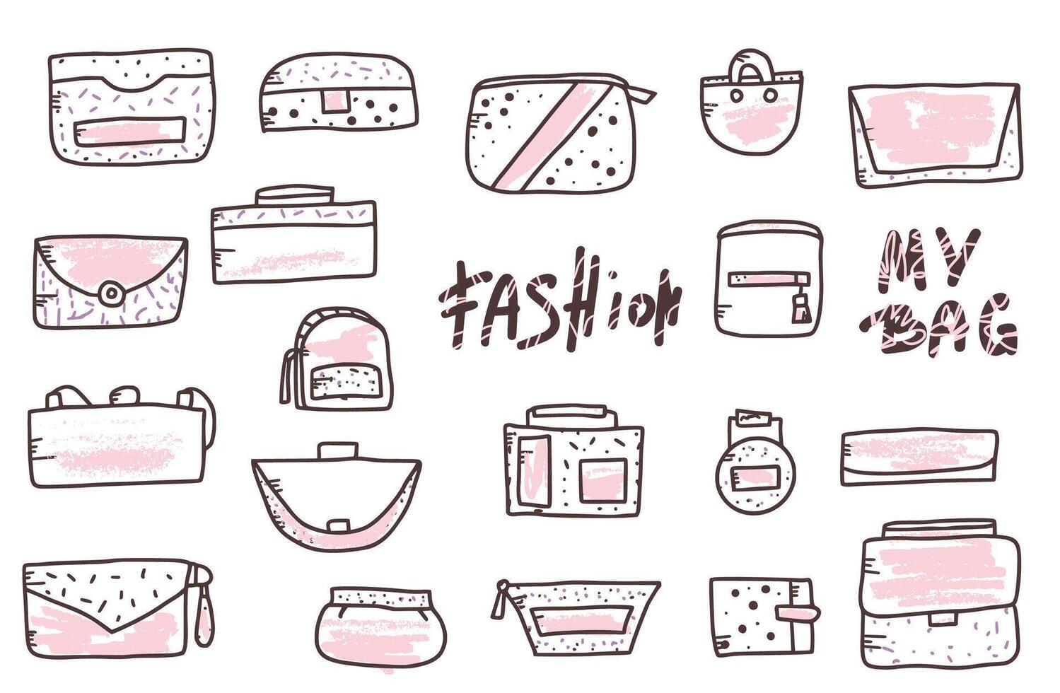 Set of hand bags. design illustration. vector