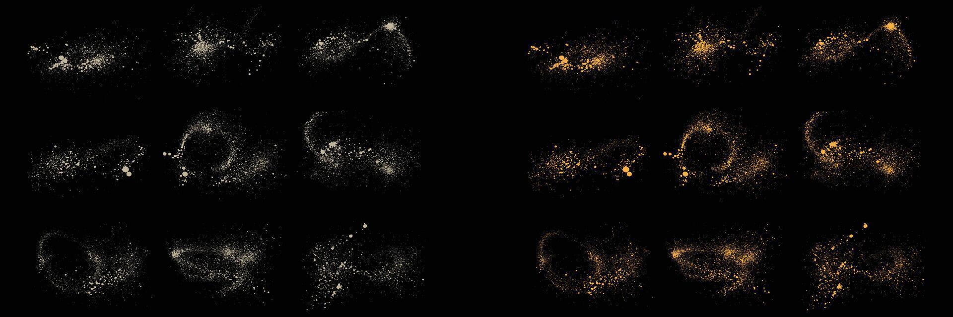 Abstract gold glitter and white color splatter texture luxury festive confetti collection vector
